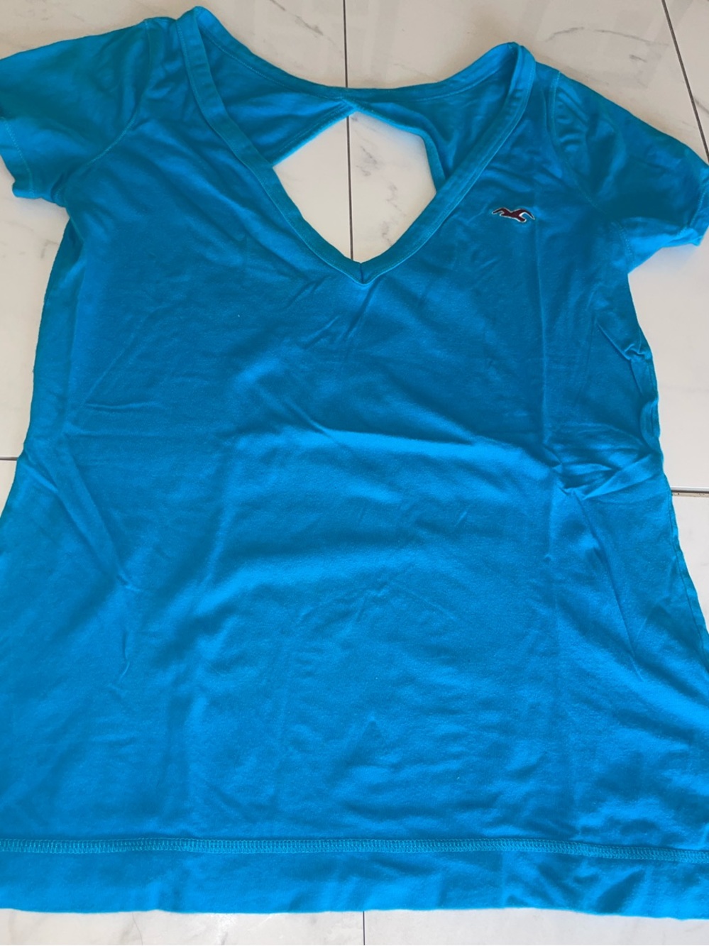 Y2K Hollister Bright Blue V-Neck Short Sleeve Tee